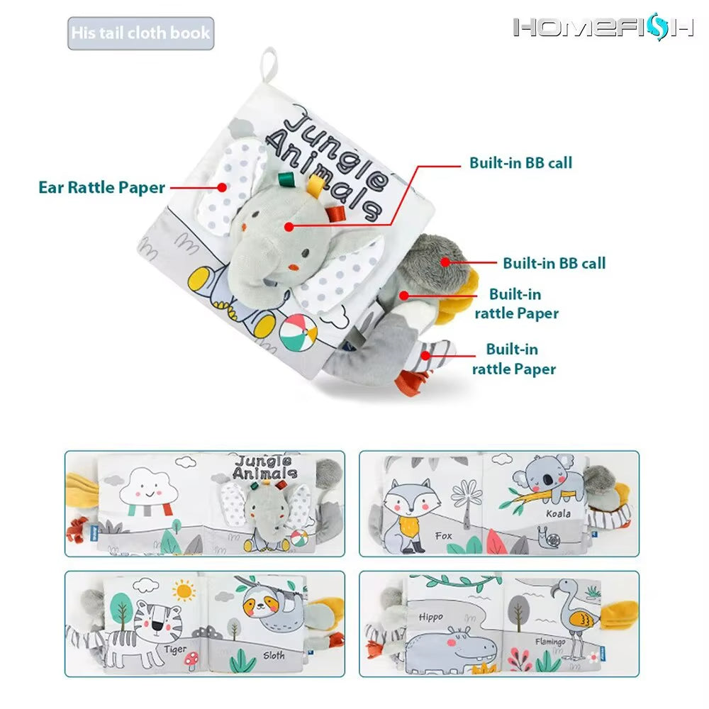 3D Baby-Stoffbuch – Weiches Sensorikbuch mit Kontrasten für frühe Förderung