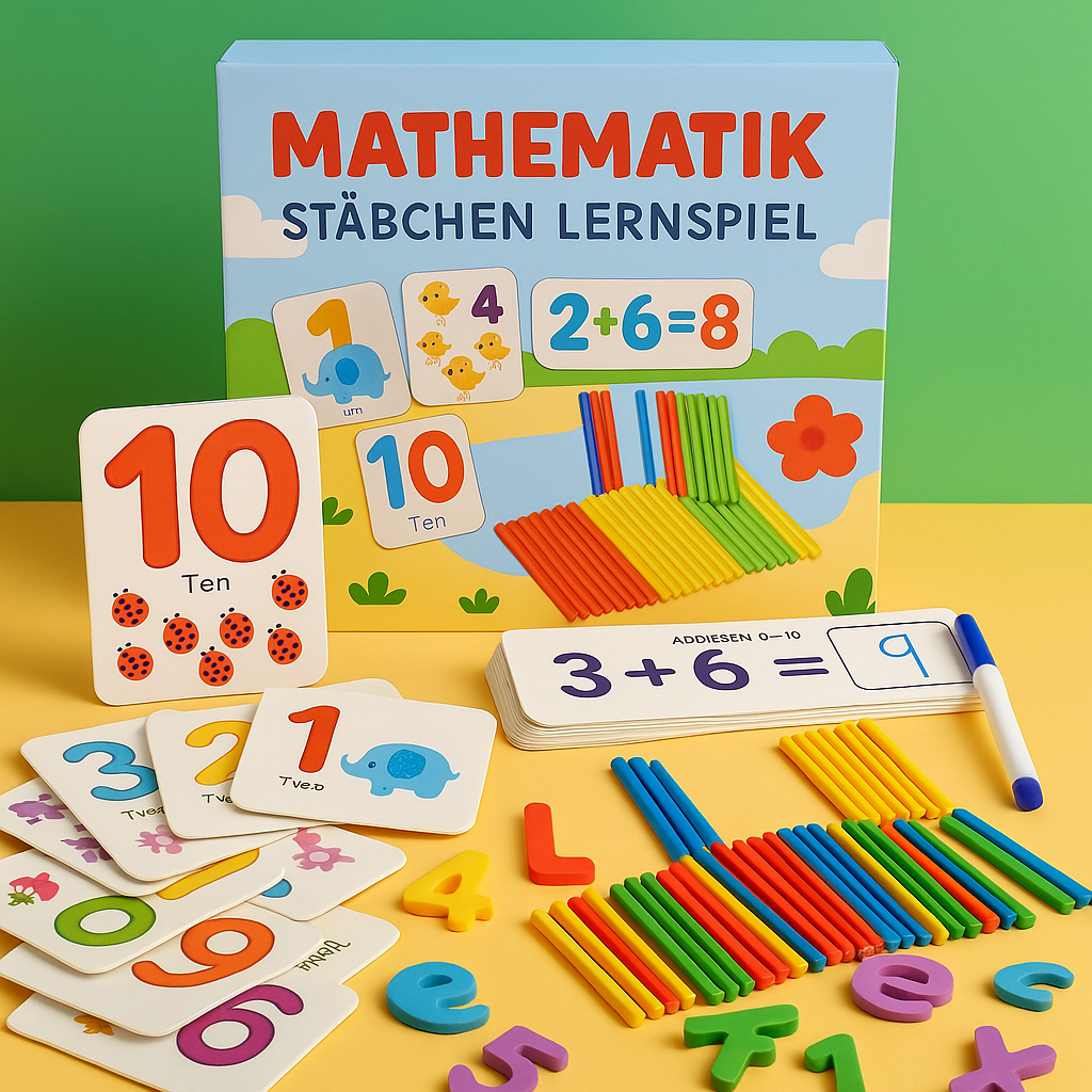 Montessori Rechenspiel mit Zahlen & Stäbchen