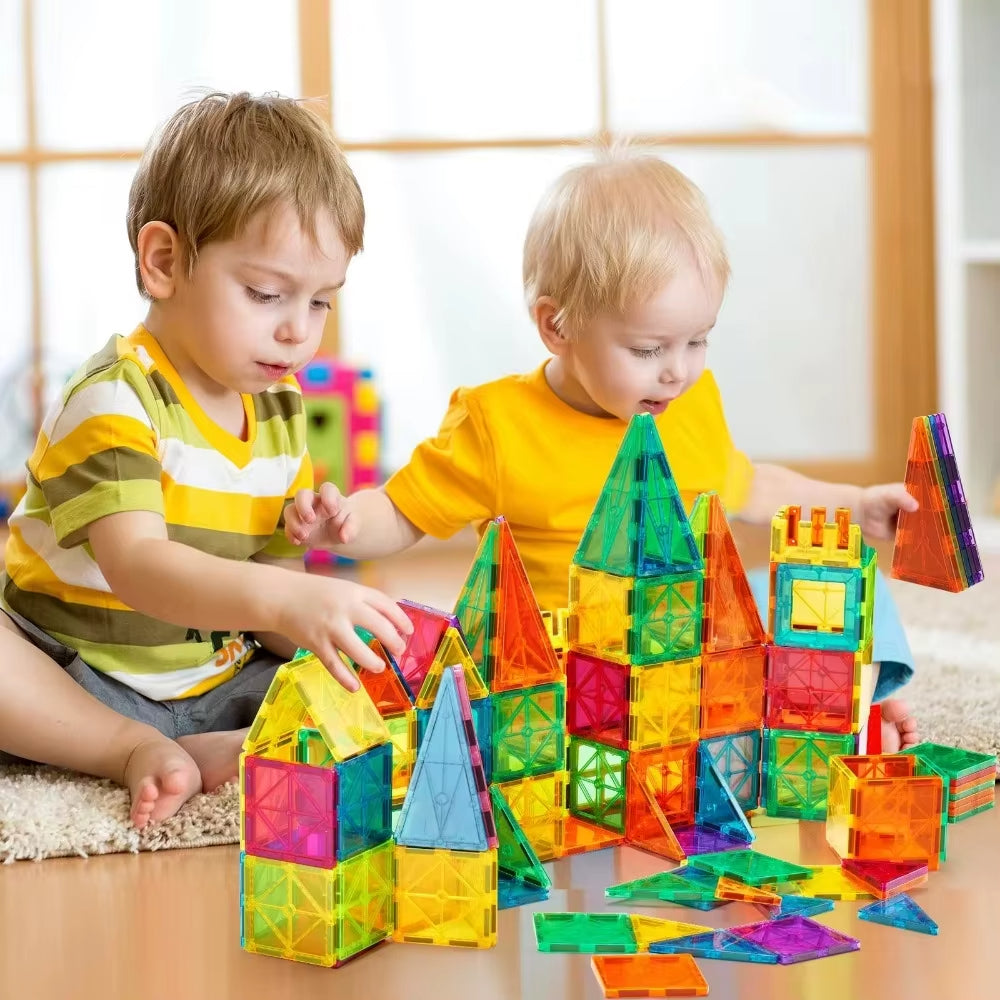 Magnetische Bausteine – 60-teiliges DIY Montessori Lernspielzeug für Kinder
