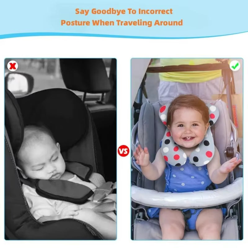 Baby Reisekissen – Ergonomisches Kopf- und Nackenkissen für Autositze, Kinderwagen & Reisen