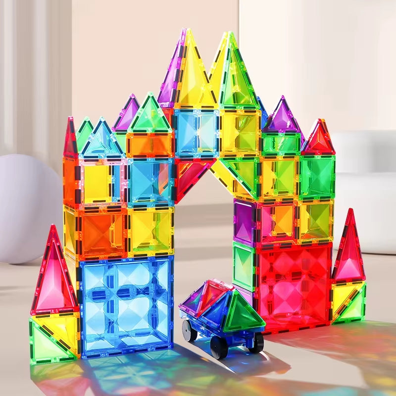 Magnetische Bausteine – 60-teiliges DIY Montessori Lernspielzeug für Kinder