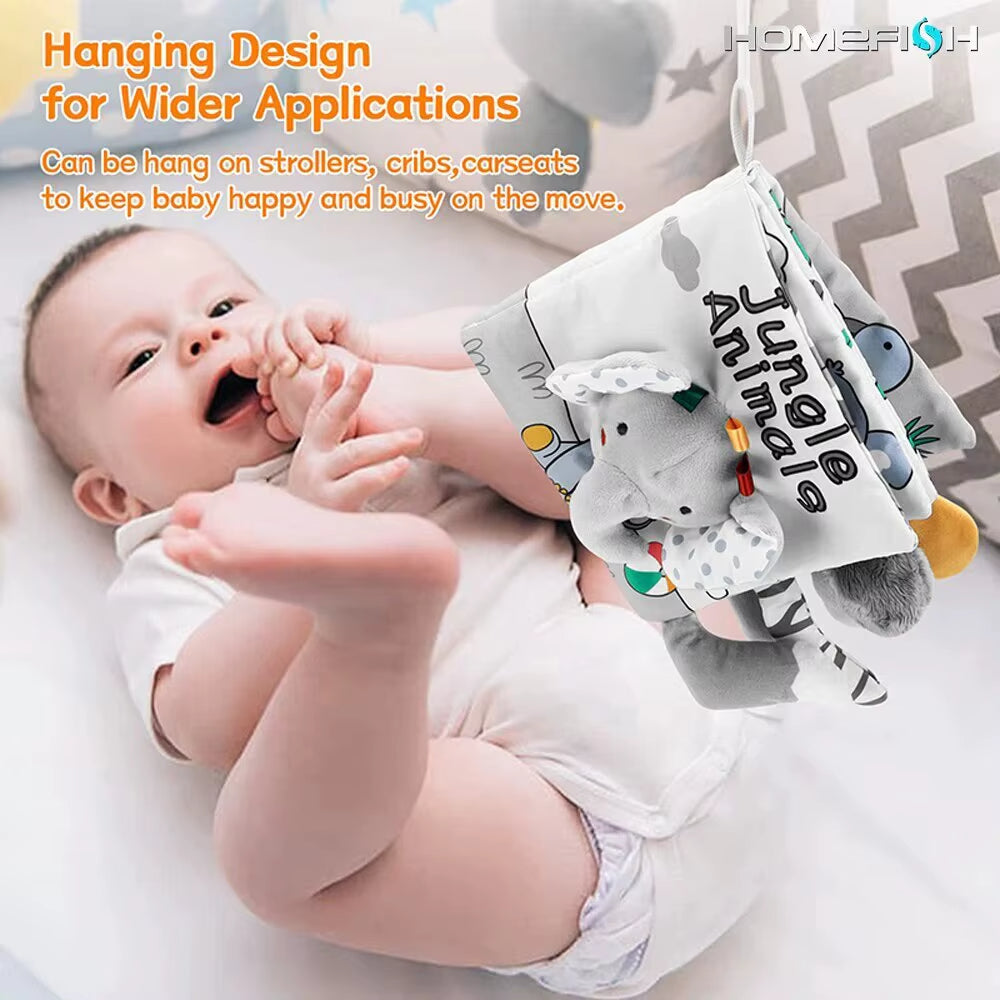 3D Baby-Stoffbuch – Weiches Sensorikbuch mit Kontrasten für frühe Förderung