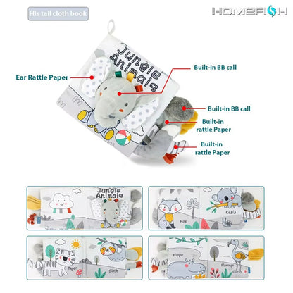 3D Baby-Stoffbuch – Weiches Sensorikbuch mit Kontrasten für frühe Förderung