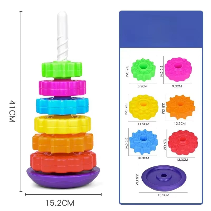Montessori Regenbogenturm – Drehbares Stapelspiel aus sicherem Material
