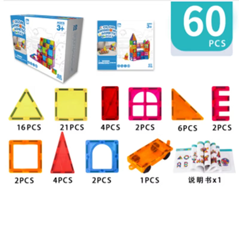 Magnetische Bausteine – 60-teiliges DIY Montessori Lernspielzeug für Kinder